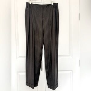 NWT Linda Allard Ellen Tracy Chocolate Pinstripe Wool Trouser Pant 12 /MSRP $278